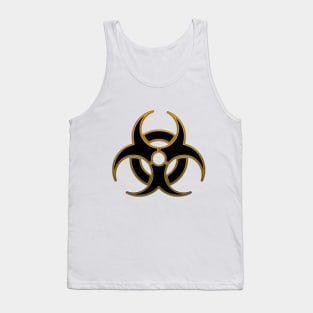 Biohazard Sign, black & gold. Tank Top